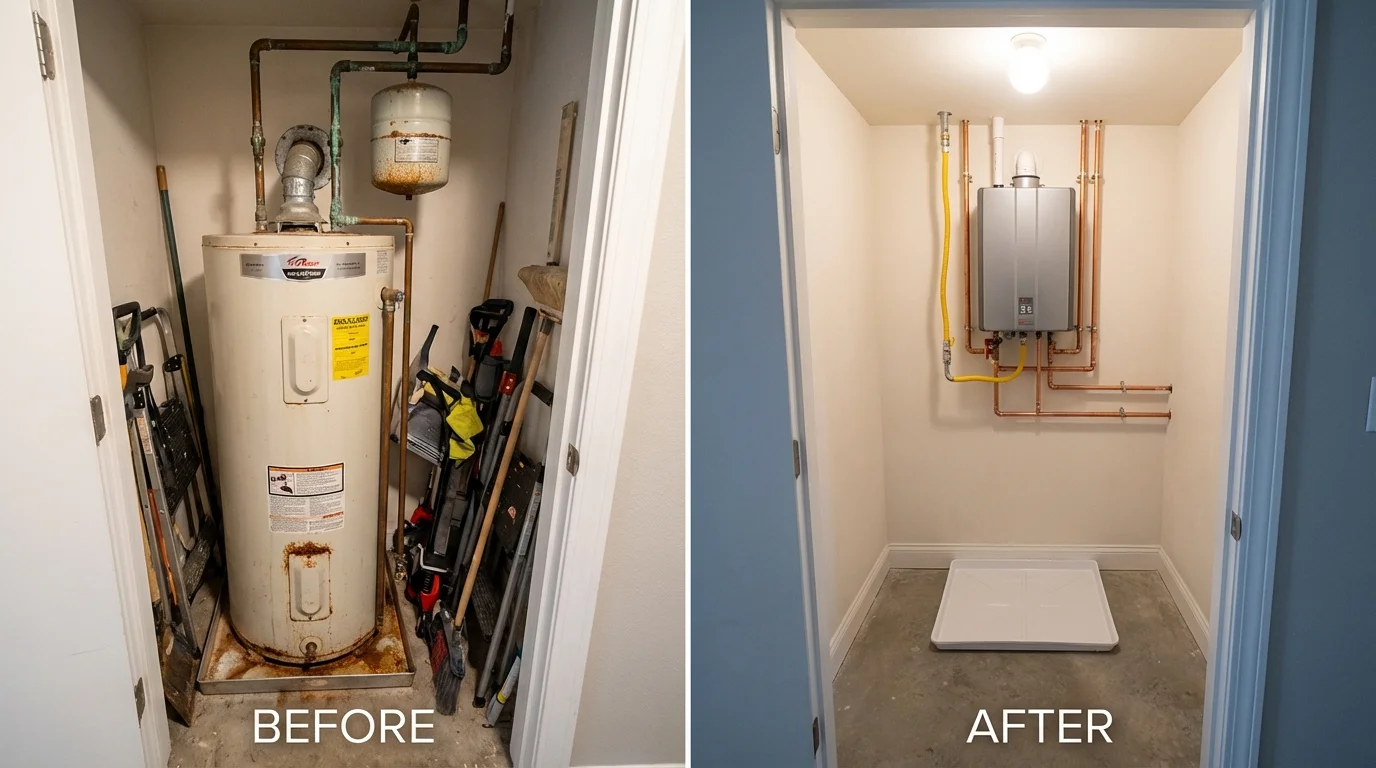 Tank water heater versus wall-mounted tankless unit comparison for Orofino, ID homeowners